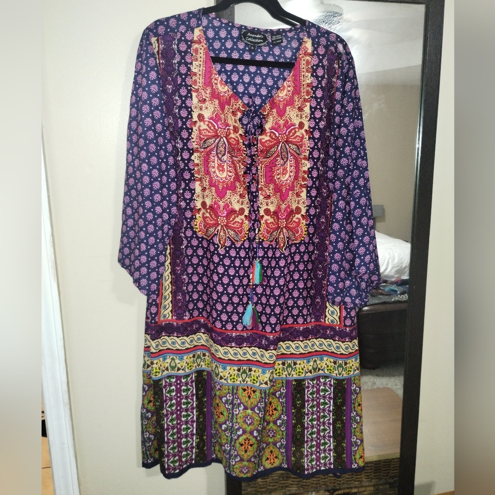 Anandas Collection Boho Tunic Multicolor Dress Si… - image 6